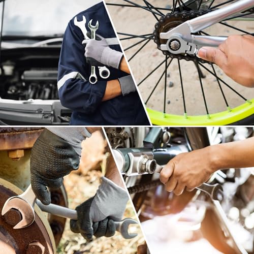 Egofine 7mm Wrench and 8mm Ratchet wrench, Metric Ratcheting Wrench Set, Industrial Grade Gear Spanner with 12 Point Box End, 72-Teeth Ratchet, Chrome Vanadium Steel - size: 7+8mm