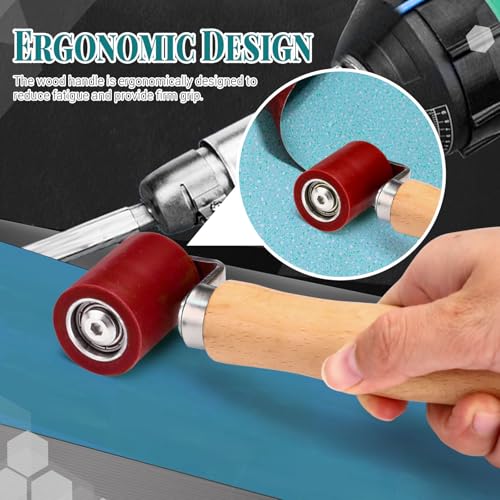 Seam Roller, Silicone Seam Roller Roofing, Smoothing Roofing Tools, Seam Roller for Quilting, Sewing, Wallpaper, Roller Tool for PVC/TPO/EPDM Single Ply Roofing Tape (Red) - color: Red