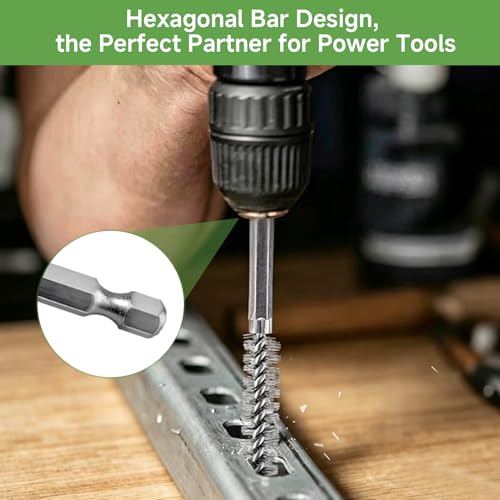 8 Pack Wire Brush Drill Bore Cleaning Brushes Set, Durable 1/4" Hex Shank Twisted Wire Brush, Different Sizes 8 9 10 11 13 15 17 19mm for Power Drill Rust