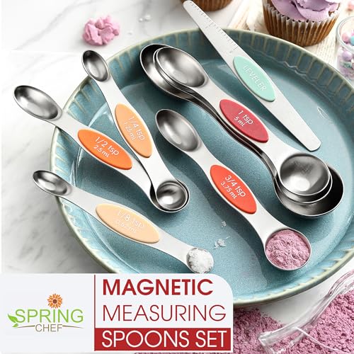 Spring Chef Stainless Steel 8 Magnetic Measuring Spoons Set, Desert Sunset - color: Desert Sunset, size: 1-Pack