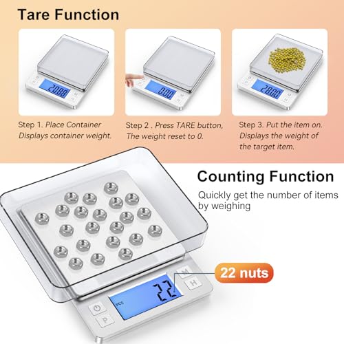 BOMATA 0.01g Small Digital Gram Scale, Upgraded 1kg Jewelry Scale - size: 0.01g/1kg Silver