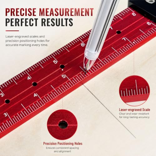 Combination Square 12 Inch, Precision Woodworking Square with Support Lip