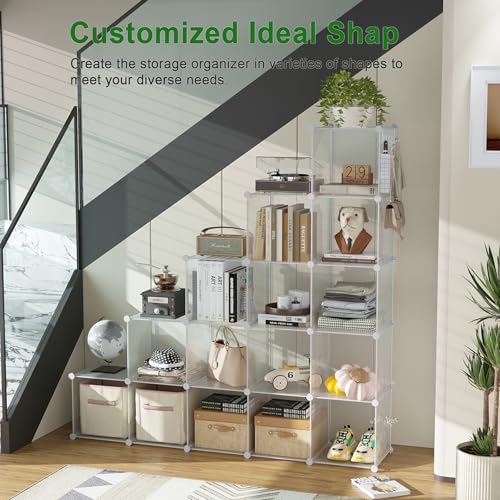 C&AHOME 16 Cube Storage Organizer Cube Shelves Units Storage Cubes, Twill - color: Transparent Twill
