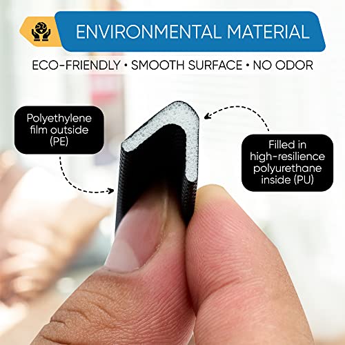 Adhesive V Shape Weatherstrip, Weather Stripping Door Seal Strip Foam Door Frame Insulation Side Jamb Bottom Groove Gap Filler Soundproof V Weatherstripping (Black, 1/2 in x 1/2 in x 26 Ft) - color: Black