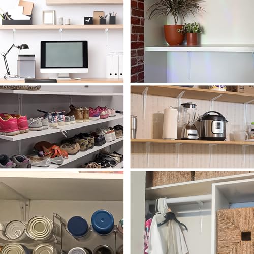 24 Pack 12" x 10" Heavy Duty Metal Shelf Brackets, Floating Shelf Bracket, L Brackets for Shelves, Perfect for 12 Inch Wide Wood Boards, Rustic Farmhouse Decorative Wall Mount Corner Brace - size: 24 Pack 12" x 10" White