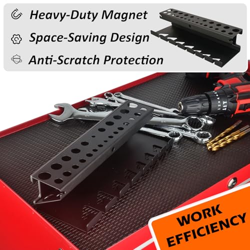 MUTUACTOR Screwdriver Organizer Rack Heavy Duty,Magnetic Mount Screwdriver Holder Plier Organizer,Magnetic Tool Holder Storage Holder for Various Screwdrivers Pliers Shears Tool Chest Cart Workbench - style: Black Drill Bits Wrench Holder