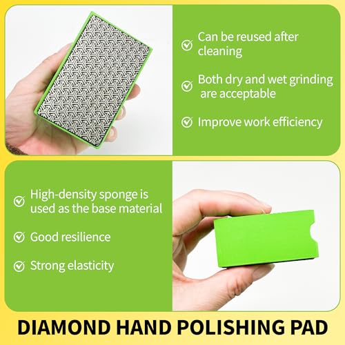 Diamond Hand Polishing Pads,Diamond Sanding Pads 60 Grit 1pcs - color: Rose red
