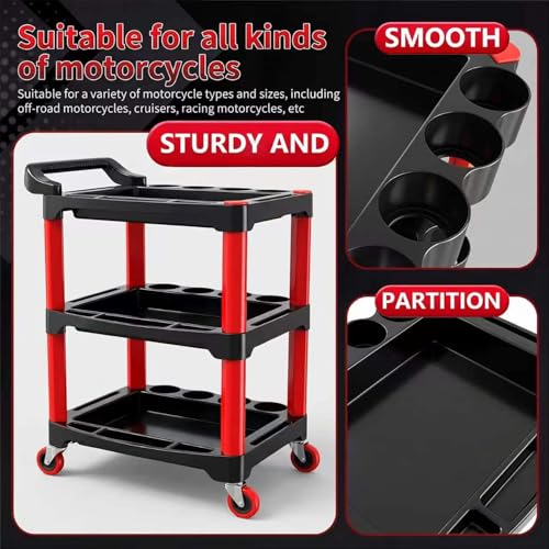 Auto Detailing Cart with Wheels, 3 Tier Rolling Detail Cart - color: Standard