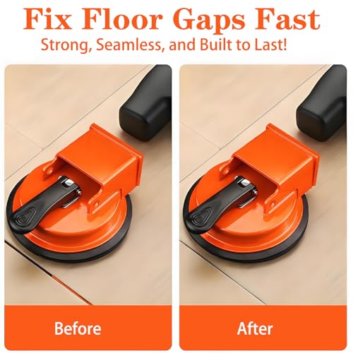 Floor Gap Fixer Tool, Enhanced Floor Gap Suction Tool with Rubber Mallet, Floor Gap Repair Tool for Vinyl Plank Flooring,Laminate,Wood,Tile Flooring Installation and Repair (Orange) - color: Orange-no Pads