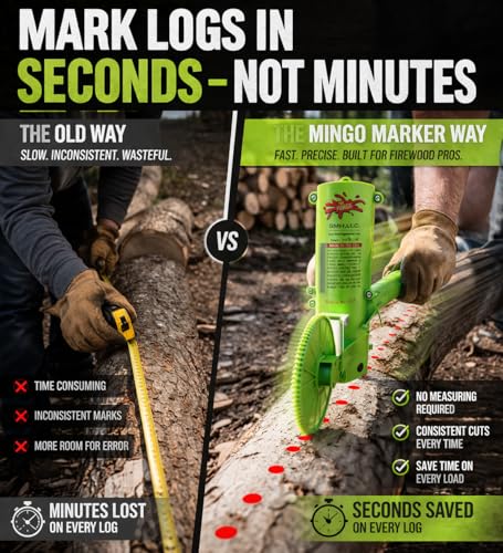 THE MINGO Marker Firewood Marking Wheel -Chainsaw Firewood Measuring Tool Marking - Measuring Marker - Mingo Marker Firewood Cutting Tools - Firewood Logging Tools (14" Marking Wheel) - size: 14" Marking Wheel