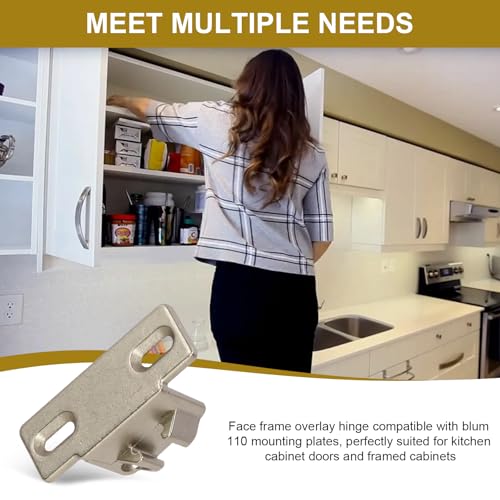 Hinge Mounting Plate Replacement for Blum 1 5/8" Overlay 110 Degree Compact 33 Edge, Edge Mount Plates for Blum Face Frame Overlay Hinge, Hinges for Cabinet Doors, Self Closeing Hinges