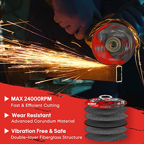 SHALL 25-Pack Cut Off Wheels 3” x 3/8” x 3/64” - Ultra Thin Cutting Wheel with Pouch for Angle Grinder & Cut-Off Tools - Fast Cutting Disc for INOX, Steel, Iron, Non-Ferrous Metal & PVC - style: 25PCS 3 x 3/64 x 3/8