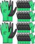 Nuogo 24 Pairs Gardening Gloves for Men Women Rubber Coated Landscaping Work Gloves Safety Work Construction - color: Green