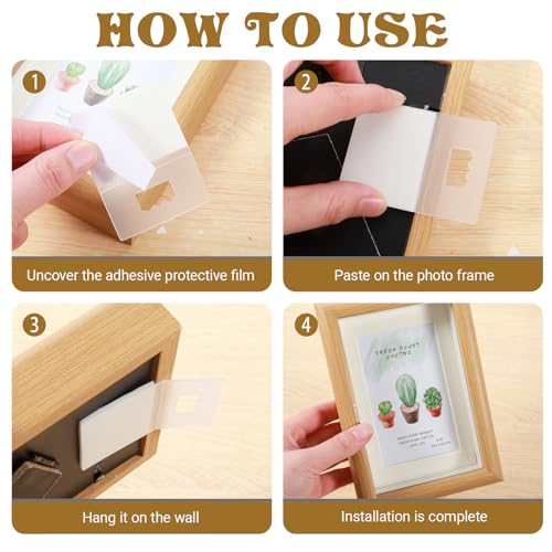 10 Pcs Picture Hanging Hooks for Picture Frames Adhesive Plastic Sawtooth Poster Hanger No Hole Picture Hanging Stick on Picture Frame Hooks for Back of Frames