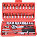 Egofine 46 Pieces 1/4 inch Drive Socket Ratchet Wrench Set Nickel Tool - style: 1/4" 46 PCS with 72 Teeth Ratchet