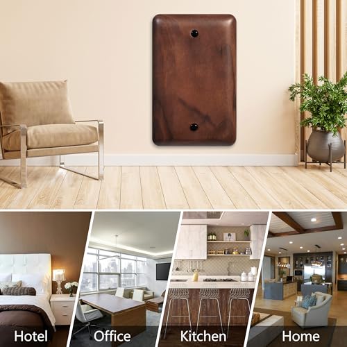 Gloss Finish Blank Wall Plate Solid Wood 1-Gang Cover Plate in Premium North American Walnut - color: Walnut wood, size: Blank Wall Plate