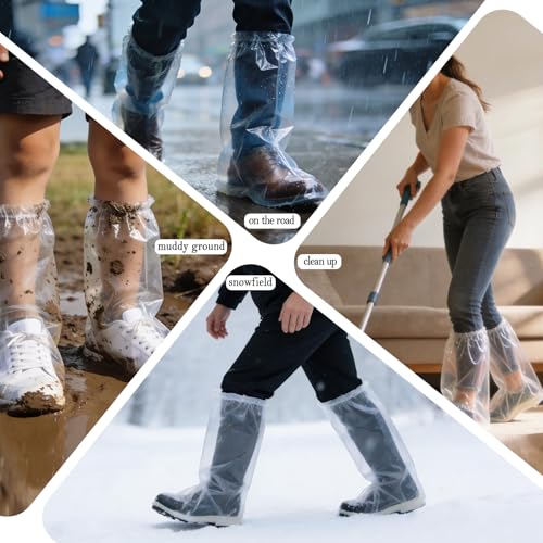 20 Pcs Individually Packaged Extended Length Rain Shoe Covers for Adults, Disposable Portable Plastic Shoe Covers for Rain, Perfect for Adults, Mud, and Theme Parks (Adults, L 20Pcs) - size: Adults L 20Pcs