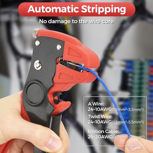 WGGE Automatic Wire Stripper and Cutter, 10-24 AWG, 7-Inch