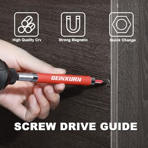 Geinxurn 5 PCS Drive Guide with Self Retracting Sleeve, Mixed Length Magnetic Drill Bit Tip Holder for Prevent Screws Shaking When Driving - style: GSLB005
