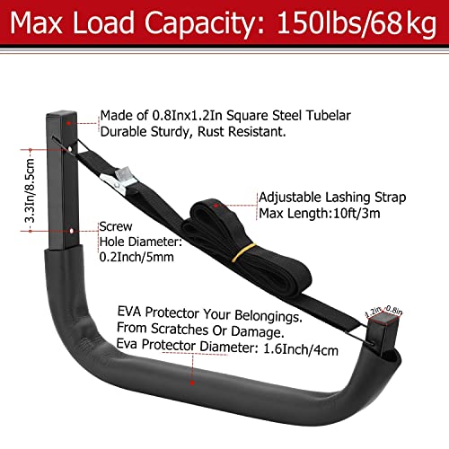 Kayak Storage Hooks, Wall Mount Garage Canoe Storage Hangers for Kayaks or Paddleboards, Heavy Duty Wall Rack - style: 150LBS Capacity