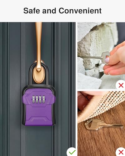 Puroma Key Lock Box for House Keys Combination Lockbox with Code, 1 Purple - color: Purple