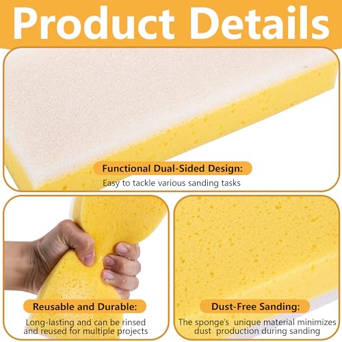 8 Pcs Drywall Sanding Sponge, 9" Washable Dual-Sided Wet Sanding Block - color: 8 Pcs