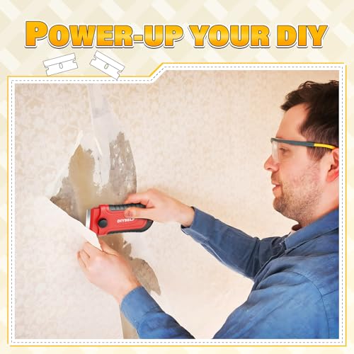DIYSELF 2 Pack Razor Blade Scrapers with 30 Blades, Paint Scraper Tool - color: Red, size: 2 Pack