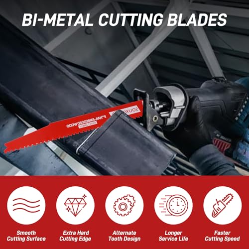 25 Pack 9 Inch 4/6 Tpi Reciprocating Saw Blades Bi-Metal Steel Demon with Perma-Shield Coating Stud and Reciprocating Saw Blades for Cutting Embedded Wood Metals PVC Pallets etc. - size: 9in 25Pack, style: 4/6 Tpi