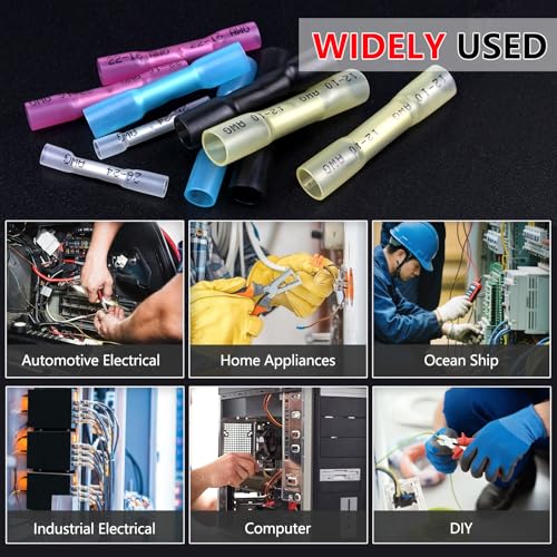 BAALA 40 PCS 12-10 Gauge Heat Shrink Butt Connectors Butt Splice Connector Marine Grade Waterproof Wire Butt Connectors Crimp Tinned Copper Wire Splice Connector