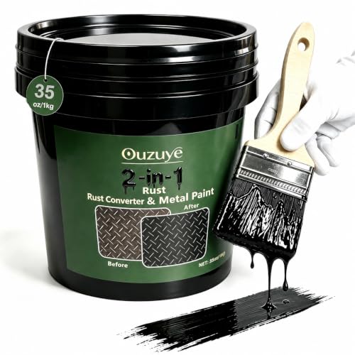 2 in 1 Rust Converter for Metal, 35OZ Black Rust Reformer, Heat Resistant Rust Encapsulator Inhibitor Paint for Car Chassis, Truck Frame, Trailer,Fence, Railing, Metal Surfaces