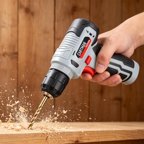 CARTMAN 150-Piece 8V Cordless Drill Hand Tool Set, Red Household Repair Kit - color: Red