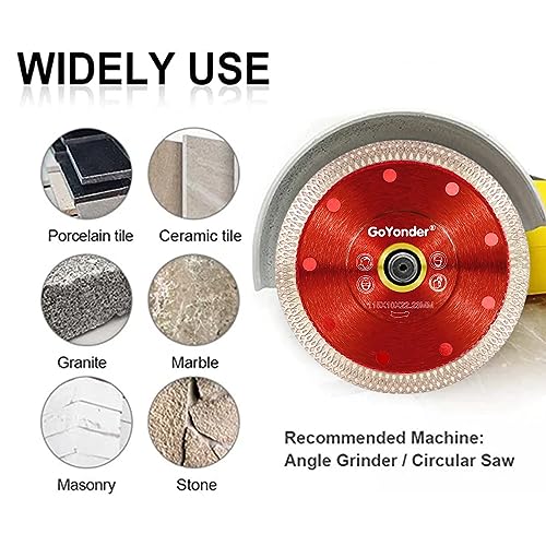 GoYonder 4.5 Inch Super Thin Diamond Saw Blade for Cutting Porcelain Tiles,Granite Marble Ceramics - size: 4.5"-Red-3 PCS