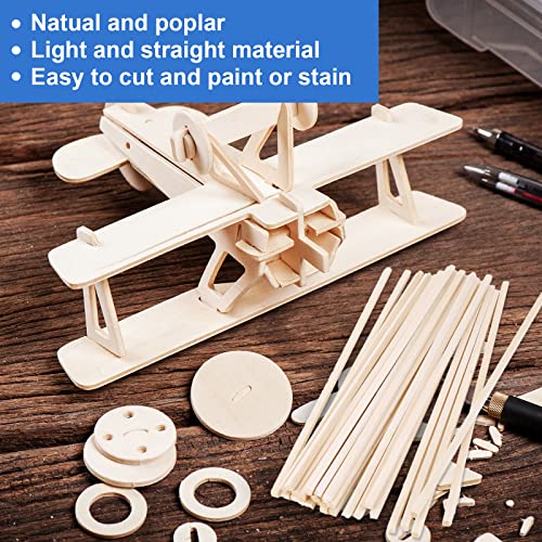 222Pcs Balsa Wood Sticks Variety Wood Strips Balsa Square Wooden Dowels Rod - color: 1/8in+3/16in+1/4in 222pcs