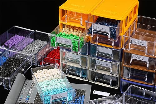 Stackable Storage Drawers Set of 20 with Dividers and Paper Labels - color: Orange
