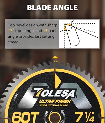 TOLESA 7-1/4 Circular Saw Blades, 60T for Woodworking, 3-Pack - size: 7-1/4'', style: 60T