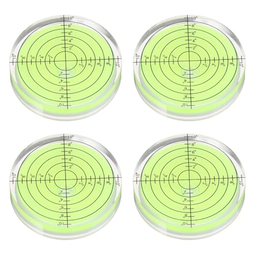 PATIKIL 4pcs Round Bubble Level 50x10mm Mini Circular Bullseye Spirit Levels Measuring Layout Tools for Leveling Camera Tripod Telescope Workshop Turntable Pictures Frame, Green