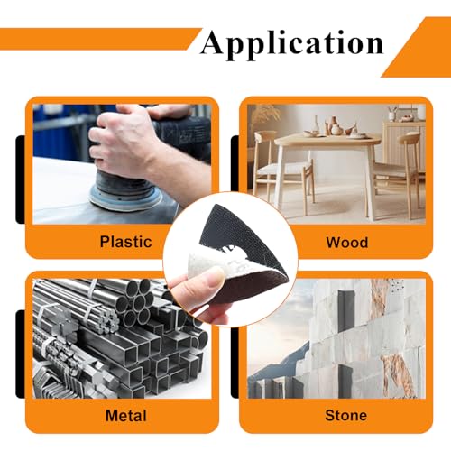 114Pcs Oscillating Tool Sanding Pads Kit 2Pcs Triangle Sanding Pads and 2Pcs Finger Sanding Pad 110Pcs Sandpaper Grit(60-240)Fit for Finishing Wood Plaster Metal Leather Compatible with Multiple Tools