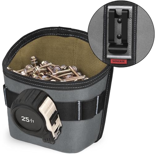 Tool Pouch Nails Screws Bag with Belt Clip (XL, Gray) - color: gray