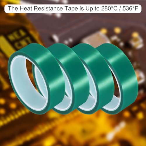 uxcell Green Heat Tape, 1 Roll 25mmx33m 108ft High Temperature Heat Resistant Tape for Sublimation,Heat Vinyl Press,Heat Transfer, Circuit Board, No Residue - color: Green, size: 25mmx33m