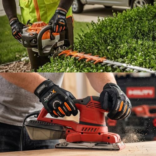 XPRO 16TAV Anti Vibration Impact Resistant Work Gloves, Full Finger, EVA Gel Padding, TPR Protector, Double Stitched, Men - size: Medium