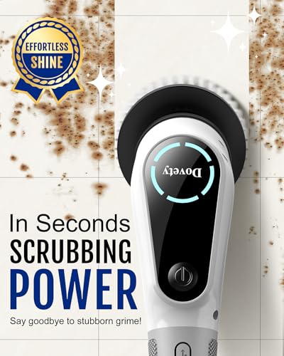 Dovety Electric Spin Scrubber, Extendable Handle, 8 Brush Heads-WH - color: White