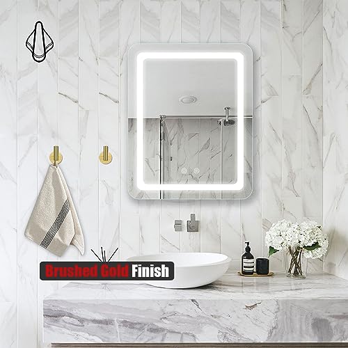 JQK Self Adhesive Towel Hook Gold, No Drill Stick on Coat Robe Clothes Wall Hook for Bathroom Kitchen Garage 2 Pack, 304 Stainless Steel Brushed Gold, ATH110-BG-P2 - color: Brushed Gold, size: 2 Pack