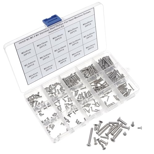 300PCS Metric M2 M2.5 M3 304 SS Phillips Flat Head Machine Screws Kit - size: M2M2.5M3