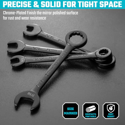 DURATECH Mini Wrench Set, Small Ignition Wrench Set, Black Electrocoat - color: Black