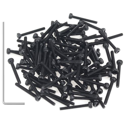 105 Pieces M2 x 16mm Socket Head Cap Screws, Thread Pitch 0.4mm, Sutemribor M2 Black Screws, 12.9 Grade Alloy Steel, Black Oxide Finish, Fully Threaded - size: M2 x 16mm, style: Socket Head