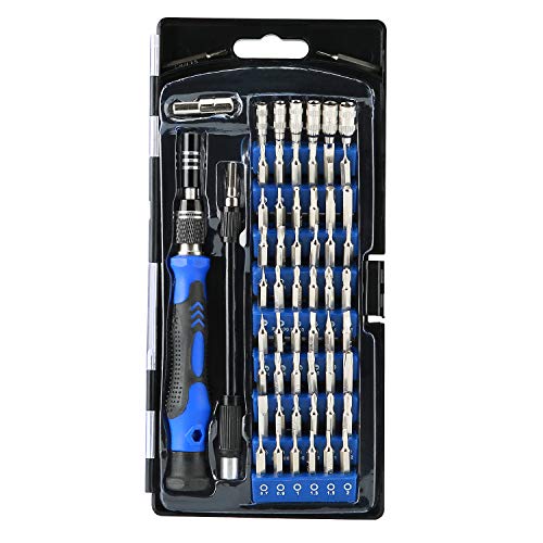 Hautton Precision Screwdriver Set, 60 in 1 with 56 bits Magnetic Screwdriver Kit, Stainless Steel Professional Repair Tools Kit for Phone Laptop PC Camera Game Console Glasses and More –Blue