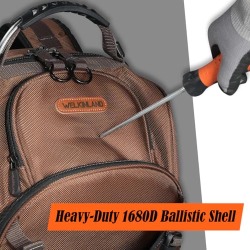 WELKINLAND 70Pockets HVAC Tool Backpack With Tool Roll, Tool Bag Backpack