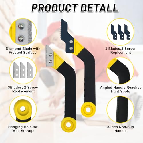 37 Pack Grout Removal Tool Kit, 3 Tile Grout Saws with 20 Extra Cleaning Blades, Hand Grout Saw and Caulk Remover Tool for Bathroom Showers, Ideal for Tile Grout Gap Cleaning and Repair