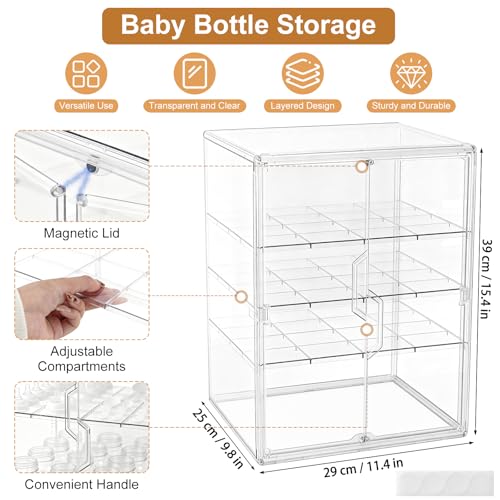 ERTIUANIO Baby Bottle Organizer for Countertop Cabinet Storage - size: X-Large, style: 4-Tier Double-Door
