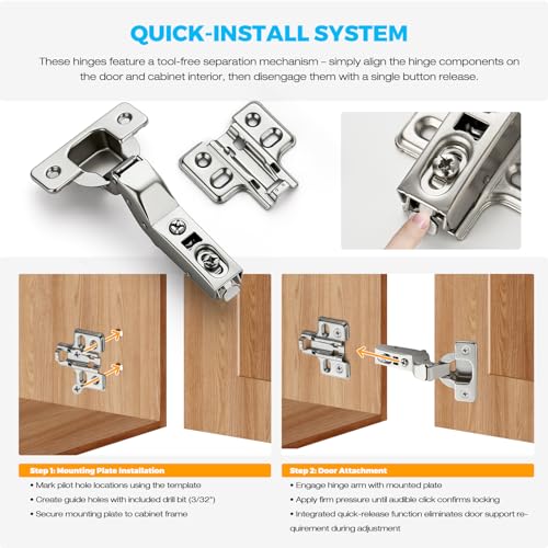 HOME EDIT 5 Pairs 10 Pack European Insert Soft Close Cabinet Hinges - size: Insert
